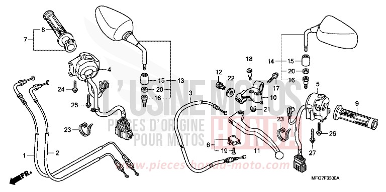 HEBELGRIFF/SCHALTER/KABEL von Hornet ABS PEARL NIGHTSTAR BLACK (NHA84) von 2009